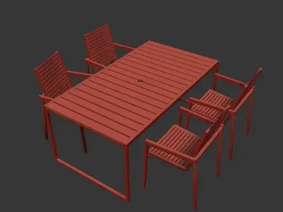 dining Wooden table-outdoor 3D model
