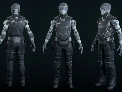 Robot R32 Low-poly 3D model