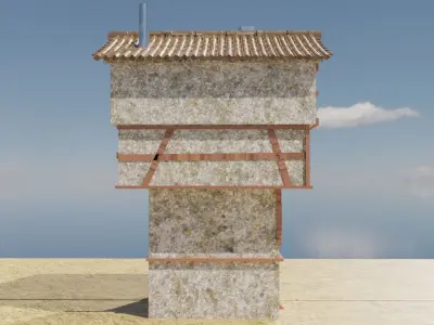 Midevil Watermill Building  Low-poly 3D model