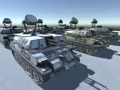 Low Poly ZSU 23-4 Shilka Low-poly 3D model