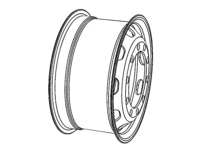 Heavy Truck Steel Wheel Rim 315 80R225 3D model