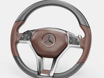 3d Steering Wheel With Dark Red Cover 3D model