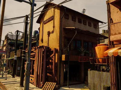 ASIAN URBAN BUILDING HONGKONG 02 Low-poly 3D model