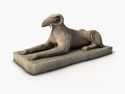 Egyptian sphinx ram statue Low-poly 3D model