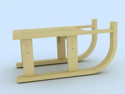 Sled 3d model wooden 3D model