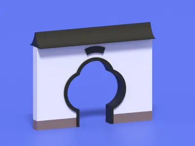 Cartoon Chinese Garden Gate Low-poly 3D model