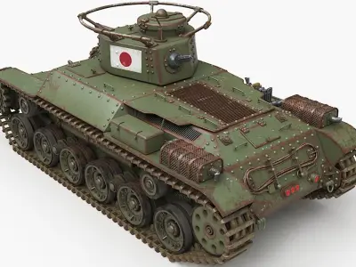 Tank Type 97 Chi Ha Green Japan Corona 3D model