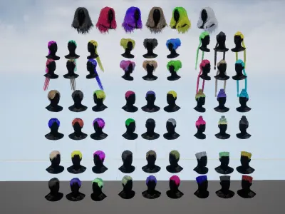  Pack real time hairstyles part 1 Low-poly 3D model