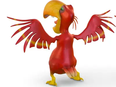 Subdivision Toon Red Bird  Cockatoo Toucan 3D model