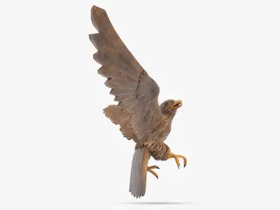 3D Wooden Eagle Sculpture Low-poly 3D model