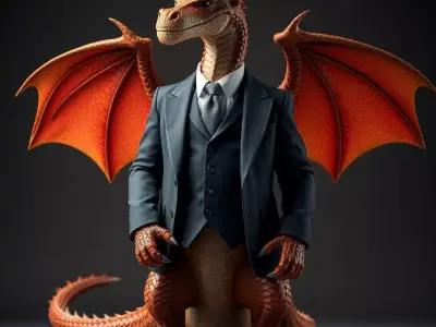 dragon in a suit Low-poly 3D model