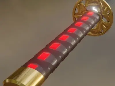 Katana with Death Kanji Low-poly 3D model