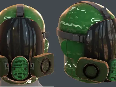 Gas mask helmet 3d model scifi Low-poly  Low-poly 3D model 548