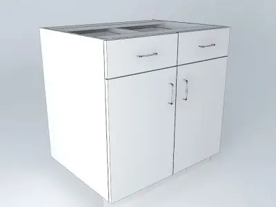 B2D2D kitchen cabinet with two drawers Free 3D model