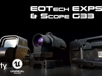 EOTech HHS1 EXPS3-0  Scope G33 Lowpoly GameReady 3d model Low-poly 3D model