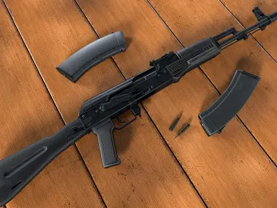 AK-74M assault rifle Low-poly 3D model