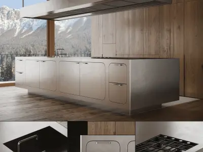 Kitchen with island EGO 24 By ABIMIS 3D model