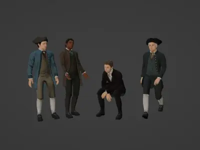 1700s Upper Middle Class Man Low-poly 3D model