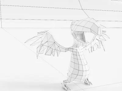 Parrot cartoon bird 3d model  Low-poly 3D model