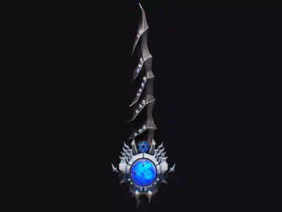 Sword Magical Cutting Fantasy Melee Dagger Iron Blade Saber Moon Low-poly 3D model