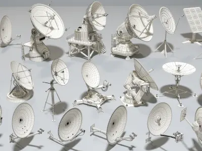 Antennas Collection - 21 pieces Low-poly 3D model