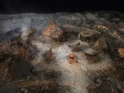 Top-Down Barbarian Camp - LowPoly Low-poly 3D model