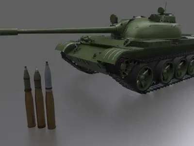 T-55 with Shells Low-poly 3D model