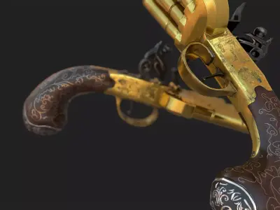 Duckfoot Pistol Antique - Game Ready 3D Low Poly Asset Low-poly 3D model