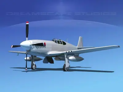 North American P-51B Mustang Bare Metal 3D model