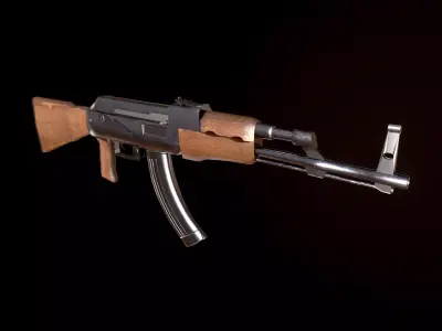 Ak-47 ak - rifle Low-poly 3D model 7
