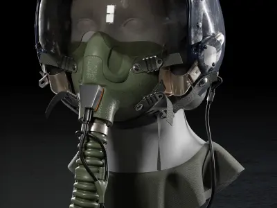 High Quality HGU-33 Fighter Pilot Helmet with MBU-12 Oxygen Mask 3D model