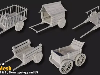 5 Chariot Base Mesh Low-poly 3D model