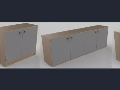 office book shelf with metal 4000x2400mm Low-poly 3D model