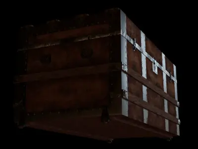 Antique Wooden Chest Low-poly 3D model