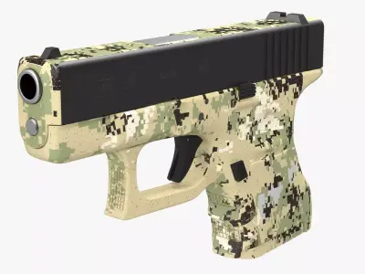 Glock 26 Camouflage Green Low-poly 3D model
