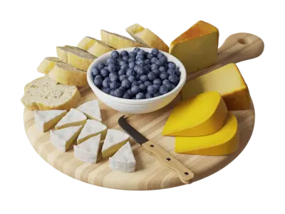  Three Cheeses &amp; Blueberries Food Platter Models 