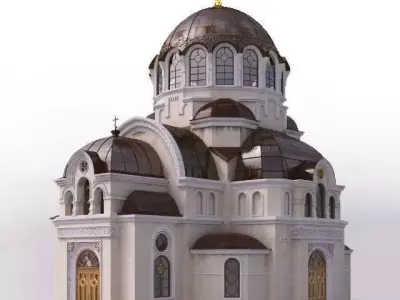 Church with golden dome 3D model