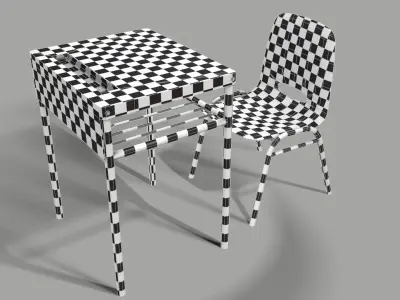 school desk and chair Free low-poly 3D model