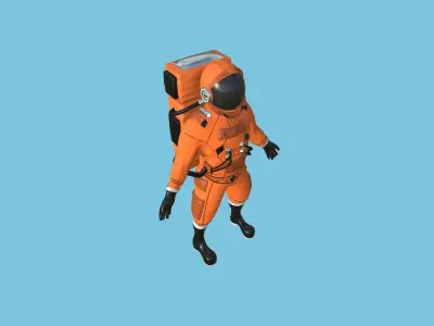 Astronaut Outfit 03 - Orange - Character Design Fashion Low-poly 3D model