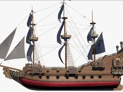 Galeon pirate ship 3D model