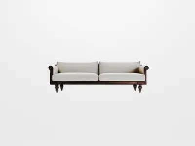 Japandi Style White Sofa Couch 2 Seater Free low-poly 3D model