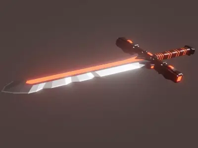 Fantasy Cybernetic Red Sword Low-poly Game ready Low-poly 3D model