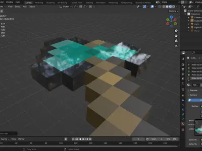 Minecraft axe Free low-poly 3D model