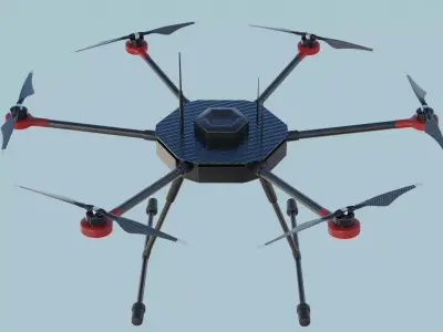 Hexacopter heavy drone UAV model Low-poly 3D model