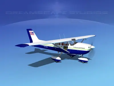 Cessna 172 Skyhawk 1976 State Police 3D model