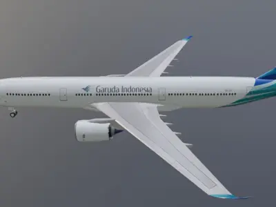 Garuda Indonesia airbus a330-900neo model  with cockpit Low-poly 3D model