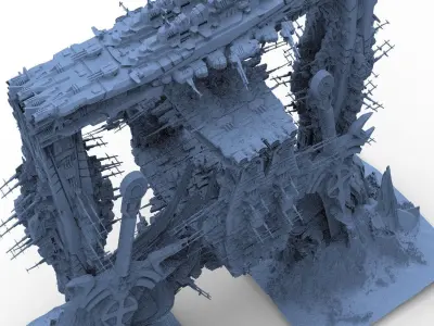 Mars Sci-Fi Monolith Massive structure 10 3D model