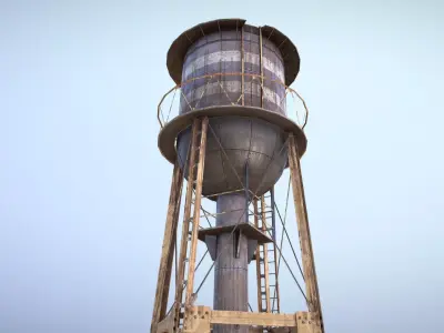 WaterTower water tower Low-poly 3D model