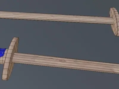 Wooden Sword Low-poly 3D model