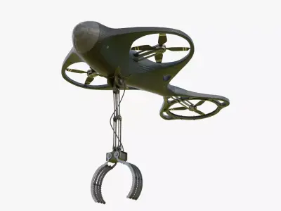 Drone with Mechanical Arm Low-poly 3D model